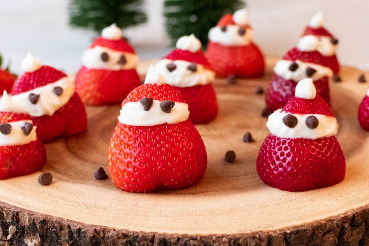 Strawberry Santas with Cream Cheese Filling
