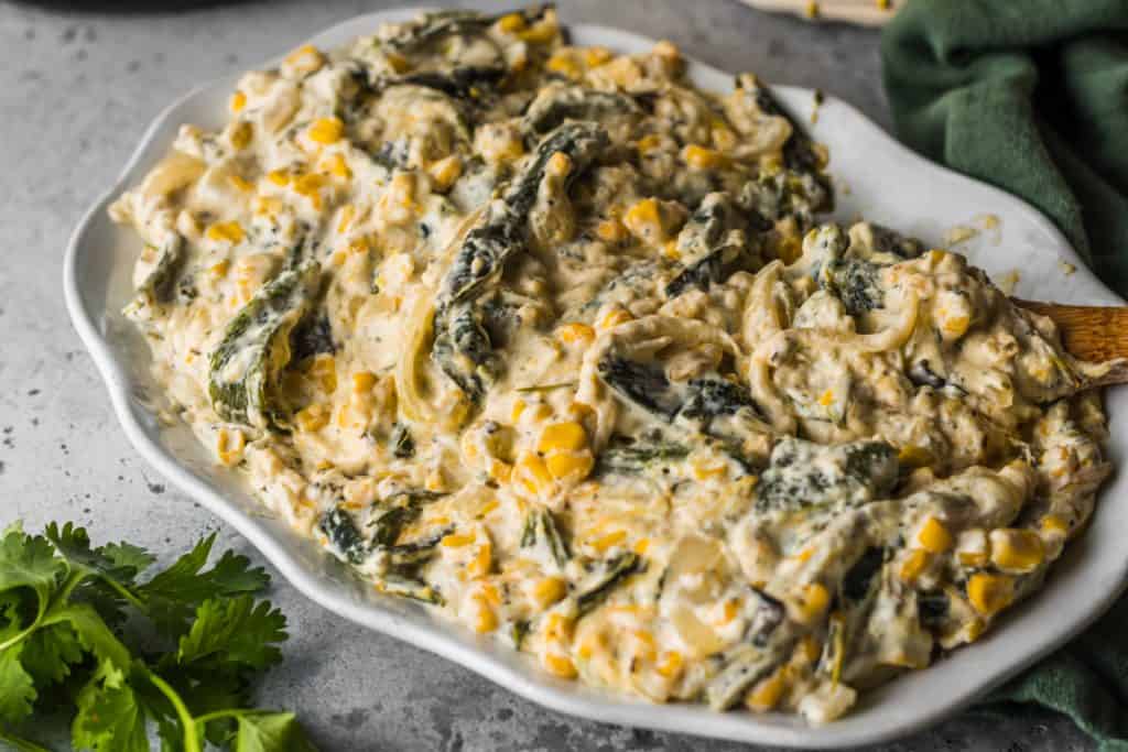 Salsa Poblano (Mexican Rajas con Queso) - Anna in the Kitchen